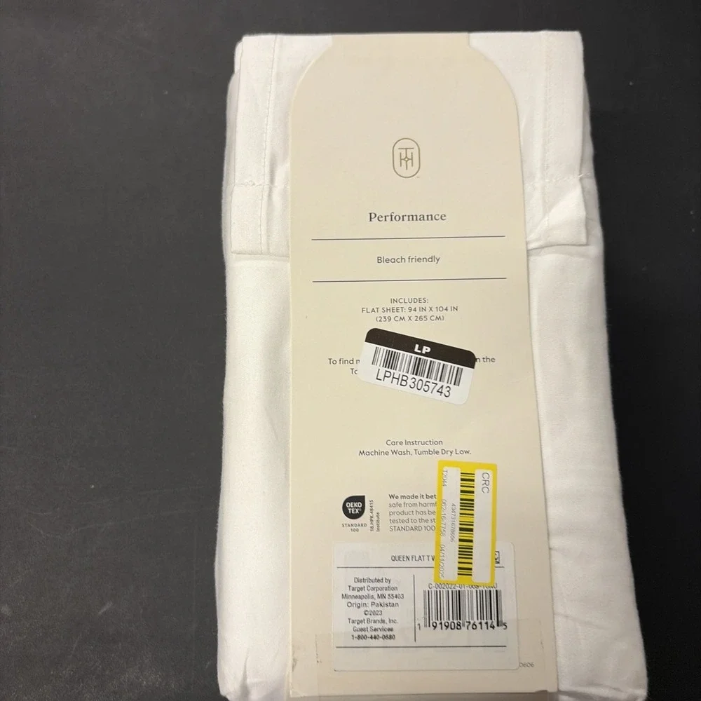 Threshold Queen 400 Thread Count Performance Flat Sheet In Sour Cream NWT 20560